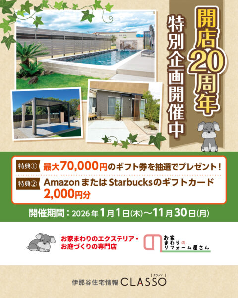 開店20周年特別企画【お家まわりのリフォーム屋さん】